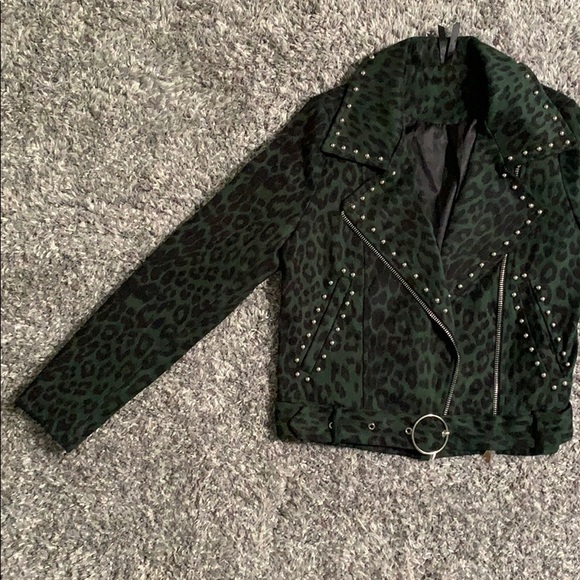 Nasty Gal Leopard Moto Jacket with Studs - Picture 8 of 16